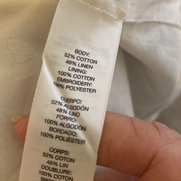 Chico’s Tan Cotton/Linen Jacket with Embroidery and Beading Large 14/16 … - Picture 9 of 9